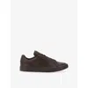 Boggi Milano Essence Embroidered-logo Leather Sneakers In Brown