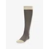 Boggi Milano Ens Brown Oxford Long Cotton-blend Socks In Brown