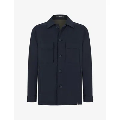 Boggi Milano Ens Collared Zip-up Stretch-cotton Jacket Navy Blue
