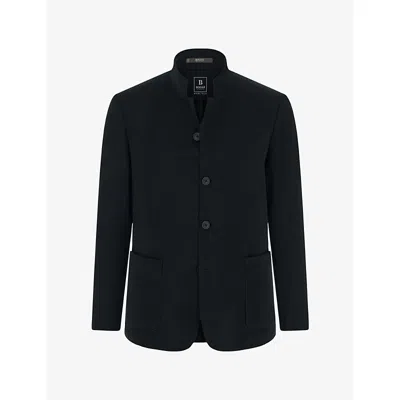 Boggi Milano Ens Diagonal Regular-fit Stretch Wool-blend Blazer Black