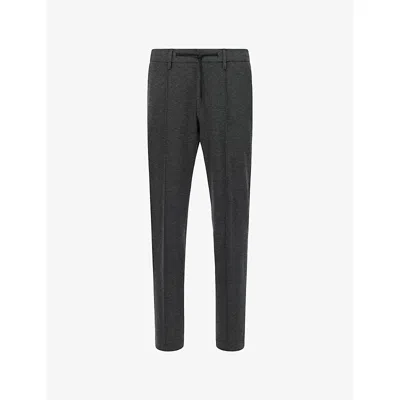 Boggi Milano Ens Dark Grey Drawstring-waist Stretch-jersey Trousers In Gray