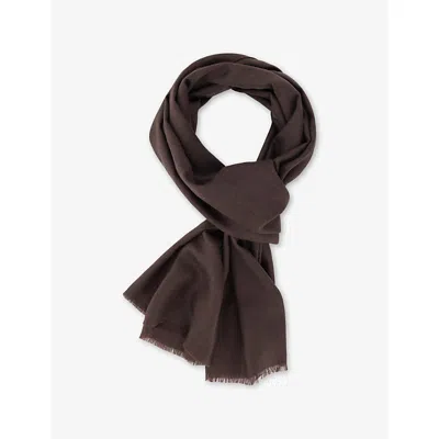 Boggi Milano Ens Frayed-trim Wool And Silk Scarf Dark Brown