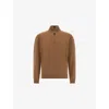 Boggi Milano Ens Hazelnut Half-zip Wool And Cashmere-blend Jumper In Brown