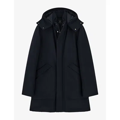 Boggi Milano Ens Hooded Regular-fit Woven Parka Coat Navy Blue