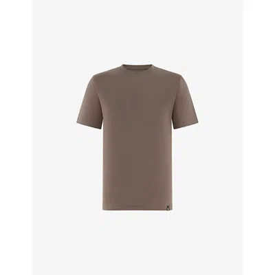Boggi Milano Ens Mud Crewneck Stretch Pima Cotton T-shirt In Brown