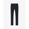 Boggi Milano Ens Navy Blue B-tech Technical Pleated Wool Blend Trousers In Blue