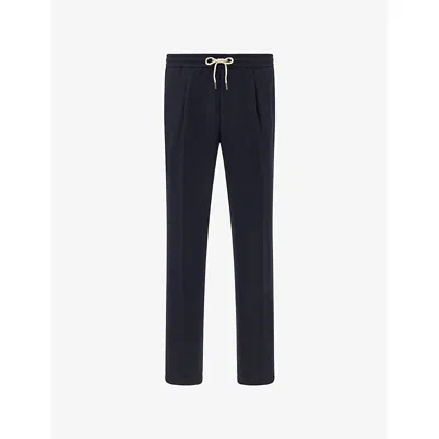 Boggi Milano Ens Navy Blue City Elasticated-waist Wool Trousers