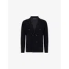 Boggi Milano Ens Navy Blue Collared Double-breasted Wool Jacket In Blue