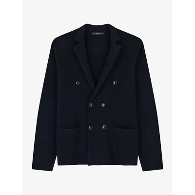Boggi Milano Ens Navy Blue Double-breasted Regular-fit Merino Wool Jacket