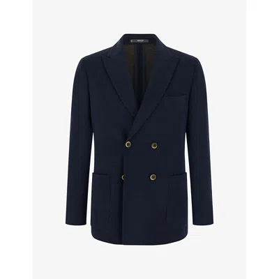 Boggi Milano Brooklyn Double-breasted Blazer In Wool Blend B Jersey In Black