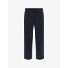Boggi Milano Ens Navy Blue Drawstring Straight-leg Stretch Wool-blend Trousers In Blue