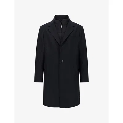 Boggi Milano Ens Navy Blue Gilet Regular-fit Wool-blend Coat In Multi