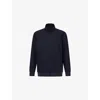 Boggi Milano Ens Mock-neck Long-sleeve Wool Jacket Navy Blue In Blue