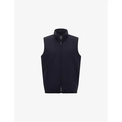 Boggi Milano Ens Navy Blue Technical Funnel-neck Nylon Gilet In Black
