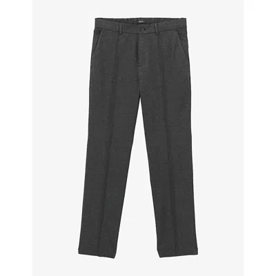 Boggi Milano Ens Seam-detail Straight-leg Stretch-jersey Trousers Dark Grey In Gray