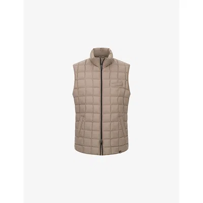 BOGGI MILANO ENS TAUPE HIGH-NECK QUILTED SHELL-DOWN GILET XXL