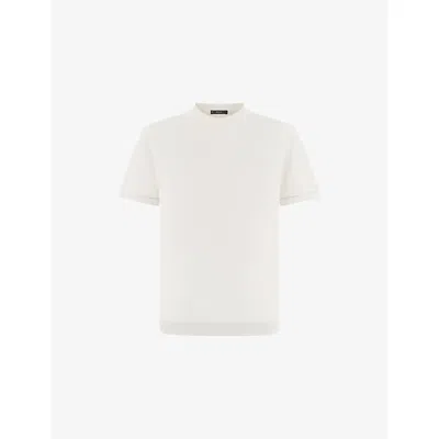 Boggi Milano Ens White Crew-neck Cotton Crêpe Knit T-shirt Xl