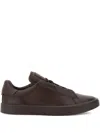 Boggi Milano Essence Embroidered-logo Leather Sneakers In Brown