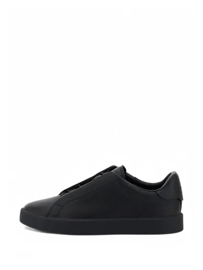 Boggi Milano Essence Trainers In Grained Leather In Black