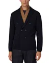 Boggi Milano Ens Navy Blue Collared Double-breasted Wool Jacket In Blue