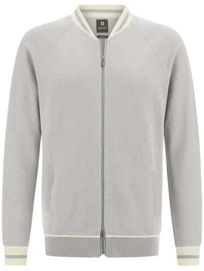 Boggi Milano Fine-knit Bomber Jacket In Grey