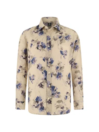 Boggi Milano Floral-print Shirt In Brown