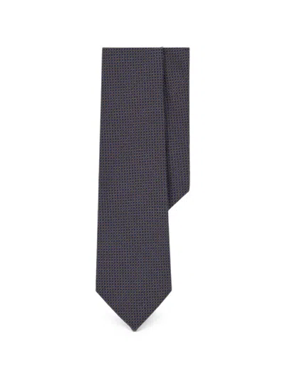 Boggi Milano Formal Tie Geometric Motif Jacquard Silk In Black