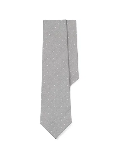 Boggi Milano Formal Tie Jacquard Polka Dot Silk In Gray