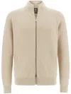 Boggi Milano Merino Wool Full Zip Jumper In Neutrals