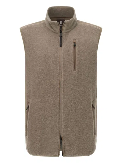 Boggi Milano Full-zip Teddy-texture Gilet In Neutral