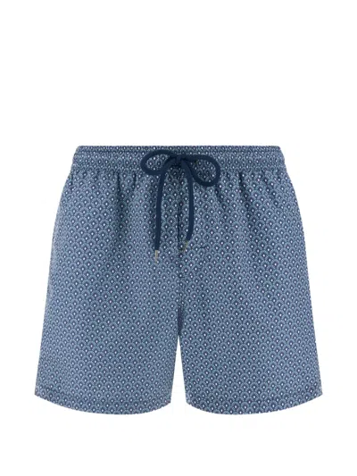 Boggi Milano Geometric-print Swim Shorts In Blue