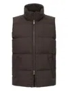 Boggi Milano Gilet In Technical Fabric With Goose Down In Brown