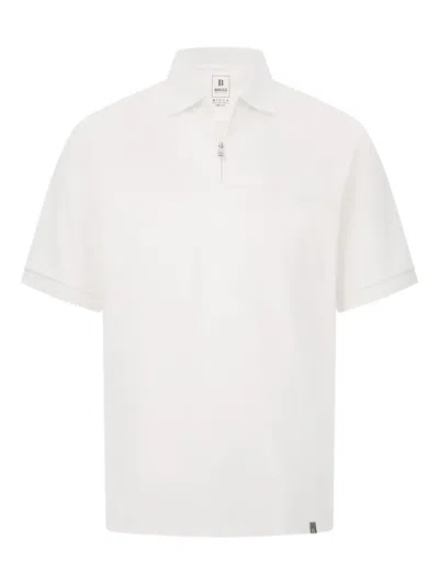 Boggi Milano Half-zip Chest-seam Polo Shirt In White