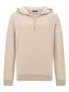Boggi Milano Half-zip Hooded Sweater In Neutral
