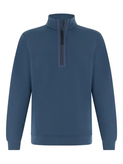 Boggi Milano Half-zip Scuba Sweatshirt In Blue