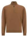 Boggi Milano Half-zip Sweater In Brown