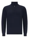Boggi Milano Half-zip Wool Sweater In Blue