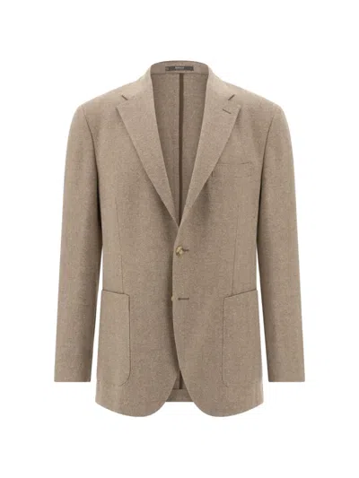 Boggi Milano Herringbone Cashmere Wool Blazer In Neutral
