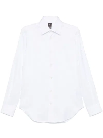 Boggi Milano Herringbone-pattern Shirt In White