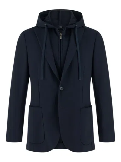 Boggi Milano Hooded Blazer In Blue