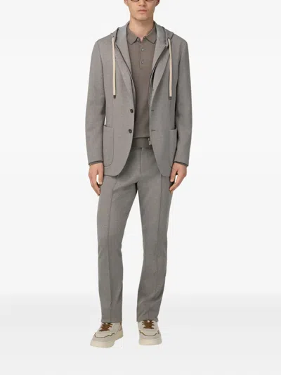 Boggi Milano Hooded Patch-pocket Blazer In Gray