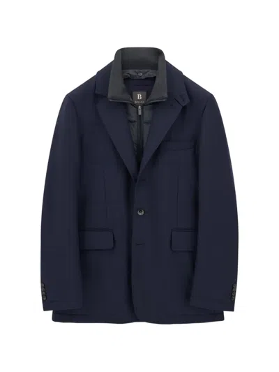 Boggi Milano Jacket In Wool Mélange In Blue