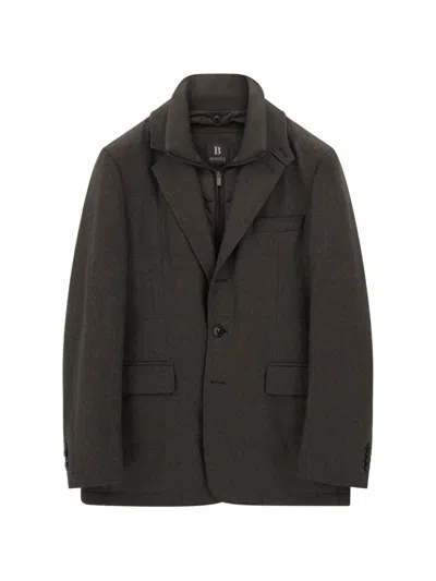 Boggi Milano Jacket In Wool Mélange In Brown