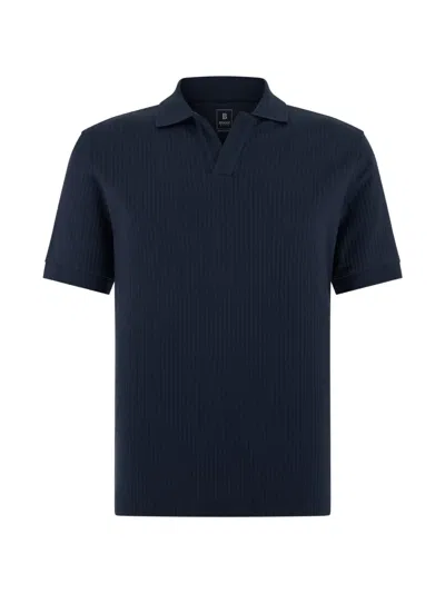Boggi Milano Jacquard Open-collar Polo Shirt In Blue
