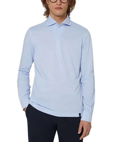 Boggi Milano Japanese Jersey Long Sleeve Polo Shirt In Blue