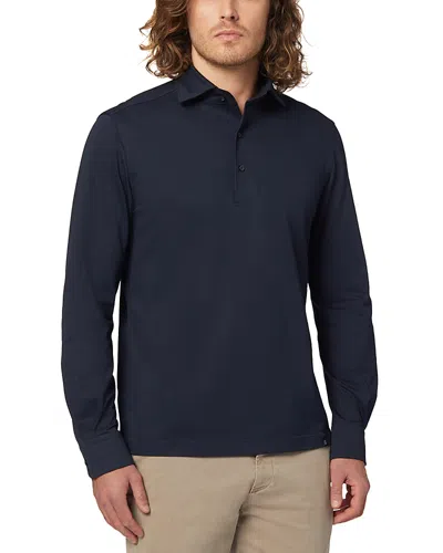 Boggi Milano Japanese Jersey Long Sleeve Polo Shirt In Blue