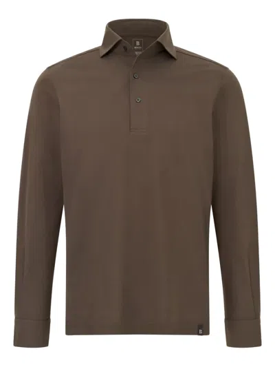 Boggi Milano Japanese Jersey Polo Shirt In Brown