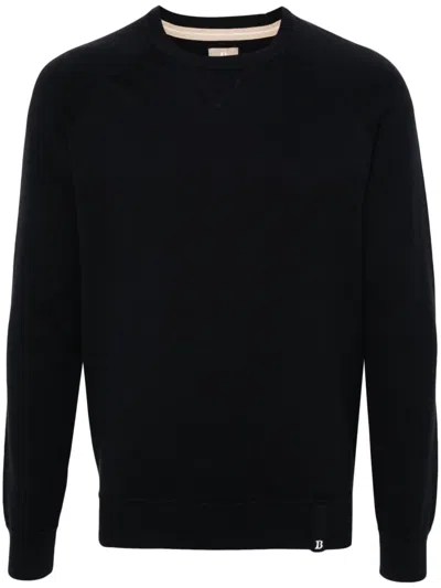 Boggi Milano Knitted Crew-neck Jumper In Blue
