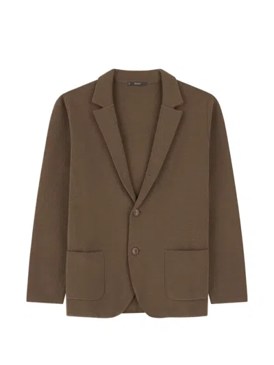 Boggi Milano Ens Notch-lapel Single-breasted Merino Wool Jacket Brown Xxl
