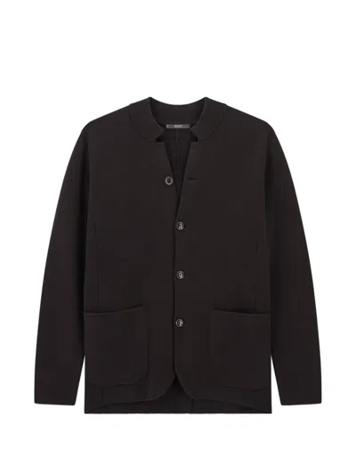 Boggi Milano Knitted Jacket In Superfine Merino Wool In Brown